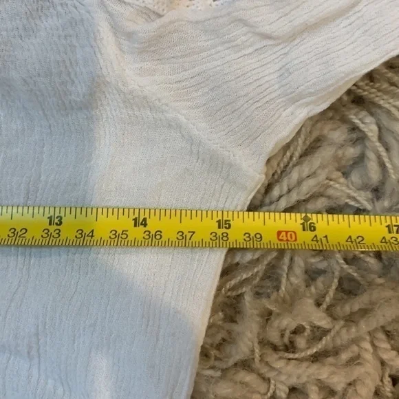 𝅺ZANZEA Collection cream long sleeve shirt w lace top w tie size Medium - Picture 6 of 6